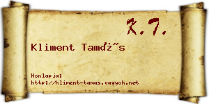 Kliment Tamás névjegykártya